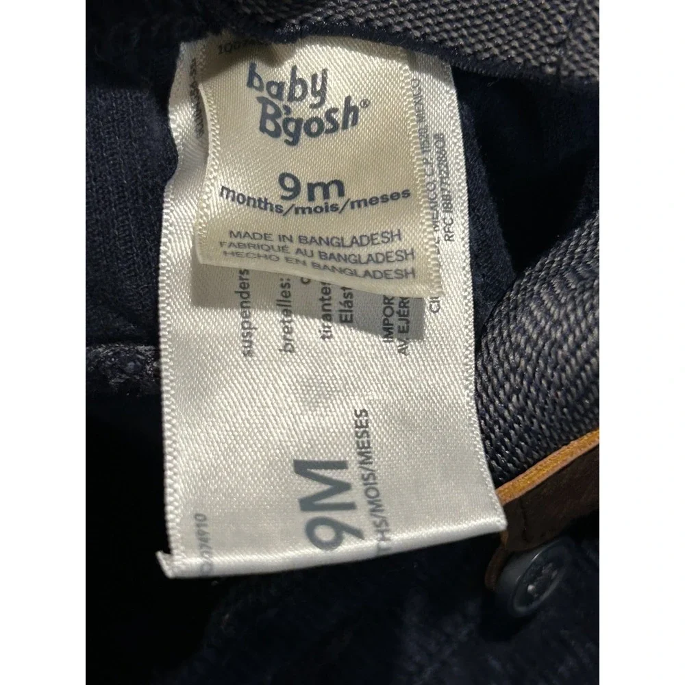 OSHKOSH BABY B'GOSH NAVY CORDUROY PANTS WITH SUSPENDERS - SIZE‎ 9 Months
